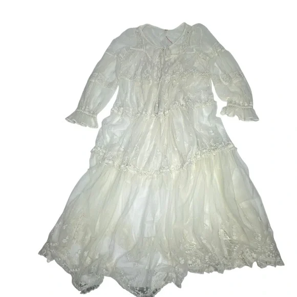 FINAL LAST CHANCE NWOT Free People Stevie Sheer Lace Ivory Maxi Dress xs - Picture 6 of 15